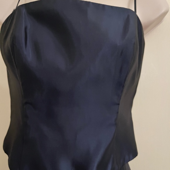 Vintage Michaelangelo Navy Two-Piece Corset Top Maxi Skirt Set - Picture 4 of 11